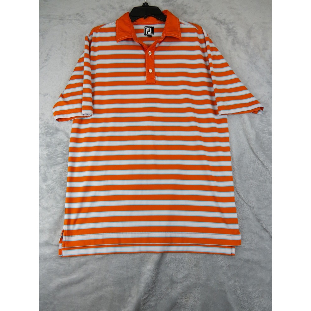 FootJoy Athletic Fit Polo Men L Orange Stripe‎ Golf Performance